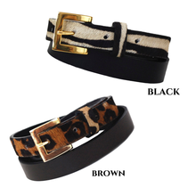 Load image into Gallery viewer, ClaudiaG Sophia Genuine Leather &amp; Cowhide Belt -Brown
