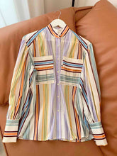Load image into Gallery viewer, ClaudiaG Striped Lantern Sleeve Shirt
