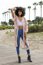 Load image into Gallery viewer, Contrast Mesh Cotton Lace Kimono
