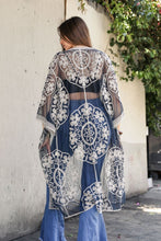 Load image into Gallery viewer, Contrast Mesh Cotton Lace Kimono
