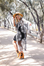 Load image into Gallery viewer, Contrast Mesh Cotton Lace Kimono
