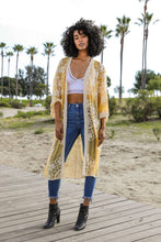 Load image into Gallery viewer, Contrast Mesh Cotton Lace Kimono Mustard
