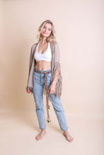 Load image into Gallery viewer, Crochet Medallion Tassel Kimono Ponchos Mocha
