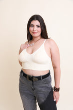 Load image into Gallery viewer, Curvy Seamless Padded Textured Brami Plus Size Ivory
