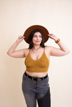 Load image into Gallery viewer, Curvy Seamless Padded Textured Brami Plus Size Mustard
