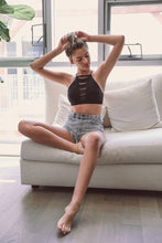 Load image into Gallery viewer, Cutout High Neck Halter Bralette
