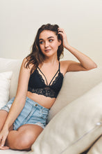 Load image into Gallery viewer, Floral Lace Strappy Bralette Black Coachella
