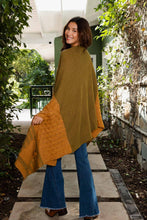 Load image into Gallery viewer, Dual-Toned Striped Wrap with Arm Openings Ponchos
