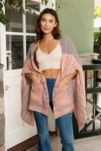 Load image into Gallery viewer, Dual-Toned Striped Wrap with Arm Openings Ponchos One Size /
