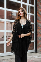 Load image into Gallery viewer, Embroidered Mesh Leaf Kimono Black
