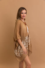 Load image into Gallery viewer, Enchanted Mocha Bloom kimono with stylish floral embroidery.
