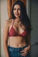 Load image into Gallery viewer, Eyelet Lace T-Back Bralette XS/S / Berry
