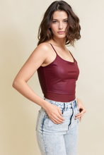 Load image into Gallery viewer, Leatherette Strappy Crop Cami Top
