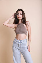 Load image into Gallery viewer, Floral Cutout Seamless High Neck XS/S / Mocha
