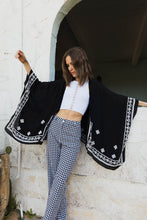 Load image into Gallery viewer, Floral Embroidered Sleeves Kimono Kimonos One Size / Black
