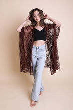 Load image into Gallery viewer, Floral Mandala Mesh Kimono Ponchos Chocolate
