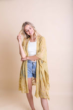 Load image into Gallery viewer, Floral Mandala Mesh Kimono Ponchos Mustard
