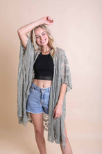 Load image into Gallery viewer, Floral Mandala Mesh Kimono Ponchos Sage
