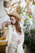 Load image into Gallery viewer, Frayed Trim Kimono Ponchos Almond
