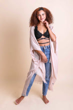 Load image into Gallery viewer, Frayed Trim Kimono Ponchos Nude
