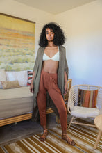 Load image into Gallery viewer, Frayed Trim Kimono Ponchos Olive
