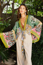 Load image into Gallery viewer, Free Spirit Boho Tie Front Wrap w/ Armholes Kimono
