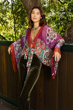 Load image into Gallery viewer, Free Spirit Boho Tie Front Wrap w/ Armholes Kimono

