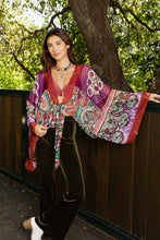 Load image into Gallery viewer, Free Spirit Boho Tie Front Wrap w/ Armholes Kimono One Size

