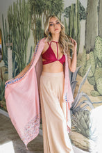 Load image into Gallery viewer, Geometric Embroidered Sleeveless Kimono Blush
