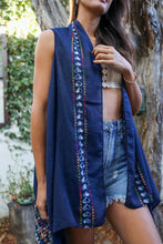 Load image into Gallery viewer, Geometric Embroidered Sleeveless Kimono
