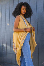 Load image into Gallery viewer, Geometric Embroidered Sleeveless Kimono
