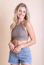 Load image into Gallery viewer, High Neck Crochet Trim Bralette Small / Mocha
