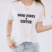 Load image into Gallery viewer, Good Vibes + Coffee - Boyfriend Tee
