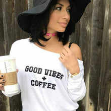 Load image into Gallery viewer, GOOD VIBES + COFFEE, Coffee Tshirt, Coffee Shirt, Good Vibes Tshirts, Good Vibes Tee, Coffee Tees
