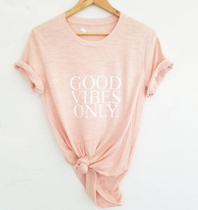 GOOD VIBES ONLY, Peach Tee, Good Vibes Only Tee, Good Vibes Shirt, Good Vibes Only Top, Good Vibes Tshirt, Good Vibes Tees, Good Vibes Only
