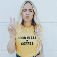 Load image into Gallery viewer, Good Vibes + Coffee - Boyfriend Tee
