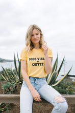 Load image into Gallery viewer, Good Vibes + Coffee - Boyfriend Tee
