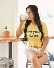 Load image into Gallery viewer, Good Vibes + Coffee - Boyfriend Tee
