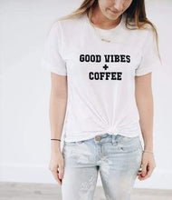 Load image into Gallery viewer, Good Vibes + Coffee - Boyfriend Tee
