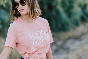 GOOD VIBES ONLY, Peach Tee, Good Vibes Only Tee, Good Vibes Shirt, Good Vibes Only Top, Good Vibes Tshirt, Good Vibes Tees, Good Vibes Only