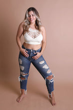 Load image into Gallery viewer, Ivory high neck plus size crochet bralette for layering.
