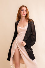 Load image into Gallery viewer, Knit Netted Cardigan Ponchos Black
