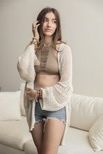 Load image into Gallery viewer, Knit Netted Cardigan Ponchos Cream

