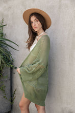 Load image into Gallery viewer, Knit Netted Cardigan Ponchos Moss
