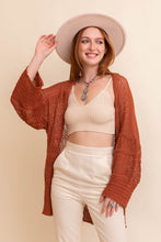 Load image into Gallery viewer, Knit Netted Cardigan Ponchos Rust

