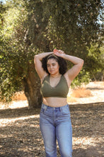 Load image into Gallery viewer, Lace Trim Padded Bralette XL / Olive
