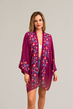 Load image into Gallery viewer, Lightweight and stylish ethereal anemone fuchsia kimono design.
