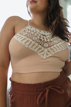 Load image into Gallery viewer, Lightweight crochet lace blush bralette for plus size women.

