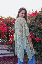 Load image into Gallery viewer, Lightweight sage floral knit cardigan for casual and formal outfits.
