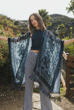 Load image into Gallery viewer, Lush Velvet Mesh Tapestry Kimono One Size / Blue
